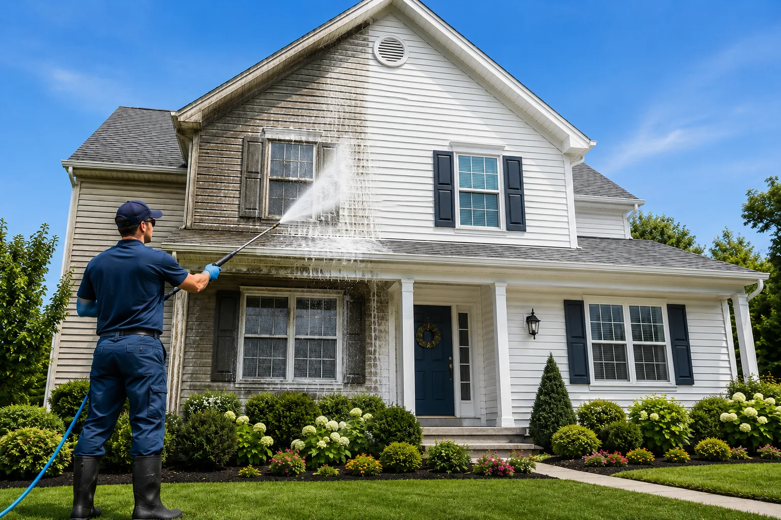 Clean Minneapolis suburban home exterior after siding wash